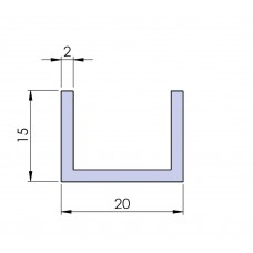 U - Profil 15/20/15/ 2 mm, E6/EV1 eloxiert